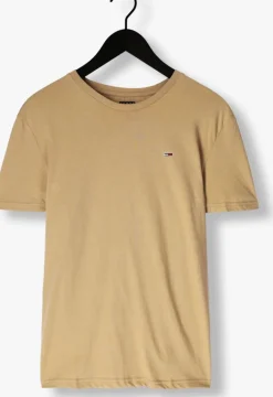 beige tommy jeans t-shirt tjm xslim jaspe htr tee ext