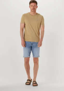 beige tommy jeans t-shirt tjm xslim jaspe htr tee ext