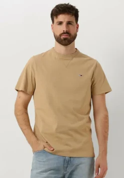 beige tommy jeans t-shirt tjm slim rib detail tee