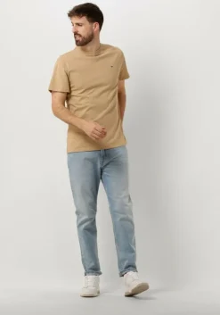beige tommy jeans t-shirt tjm slim rib detail tee