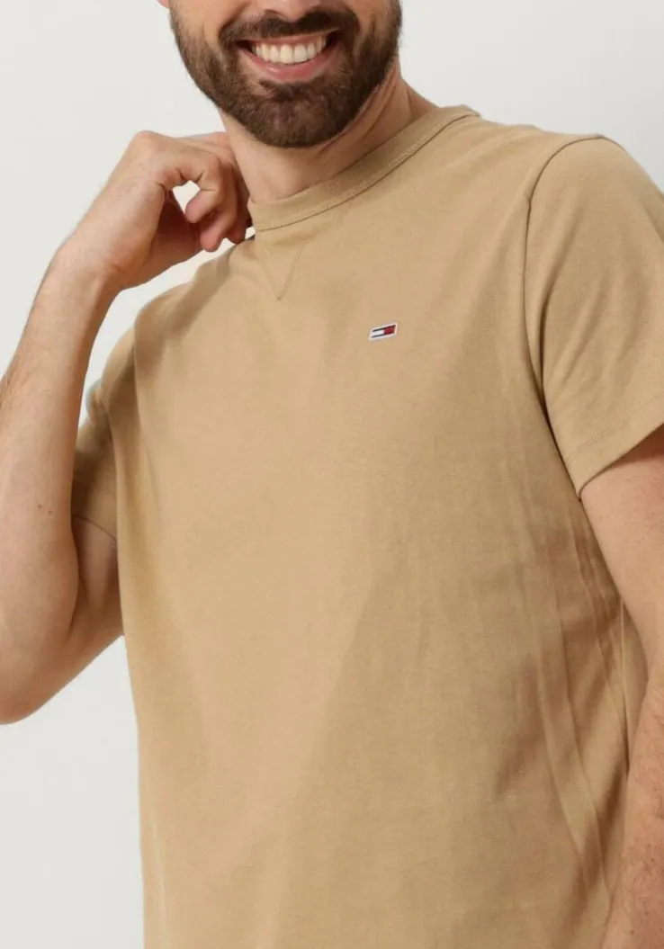 beige tommy jeans t-shirt tjm slim rib detail tee
