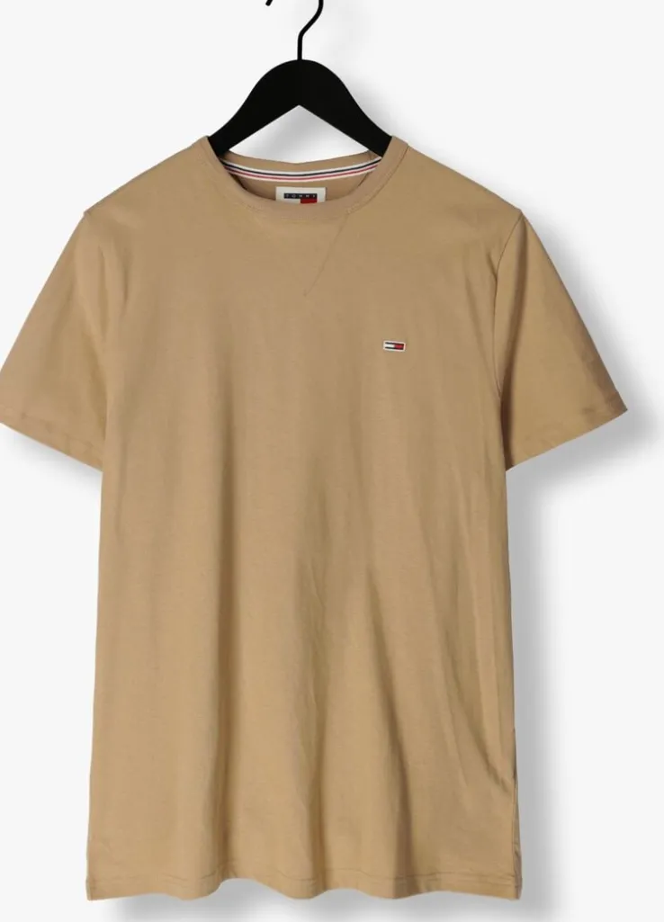 beige tommy jeans t-shirt tjm slim rib detail tee