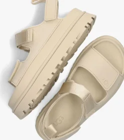 beige ugg platte sandalen w goldenglow