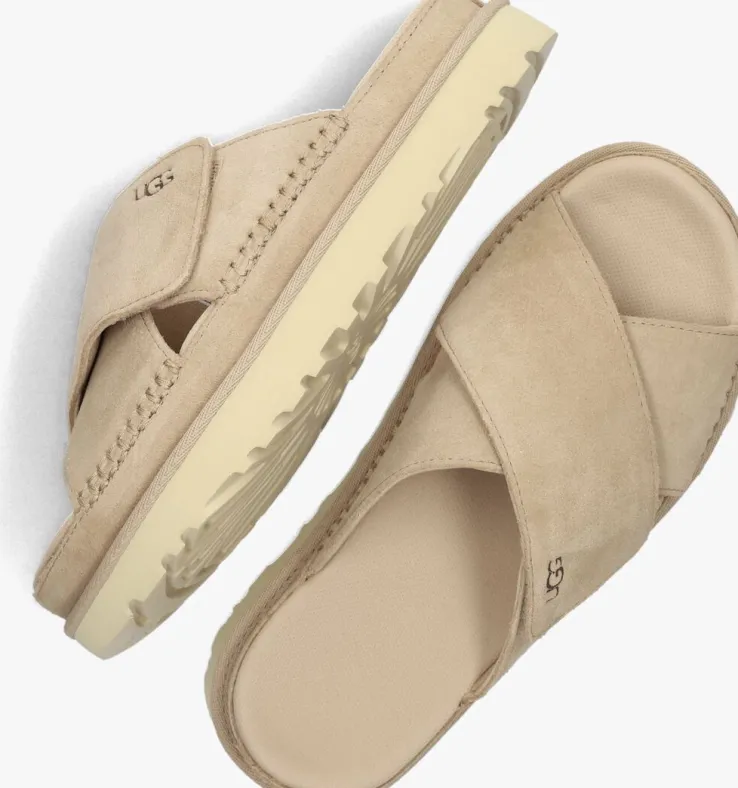 beige ugg slippers w goldenstar cross slide