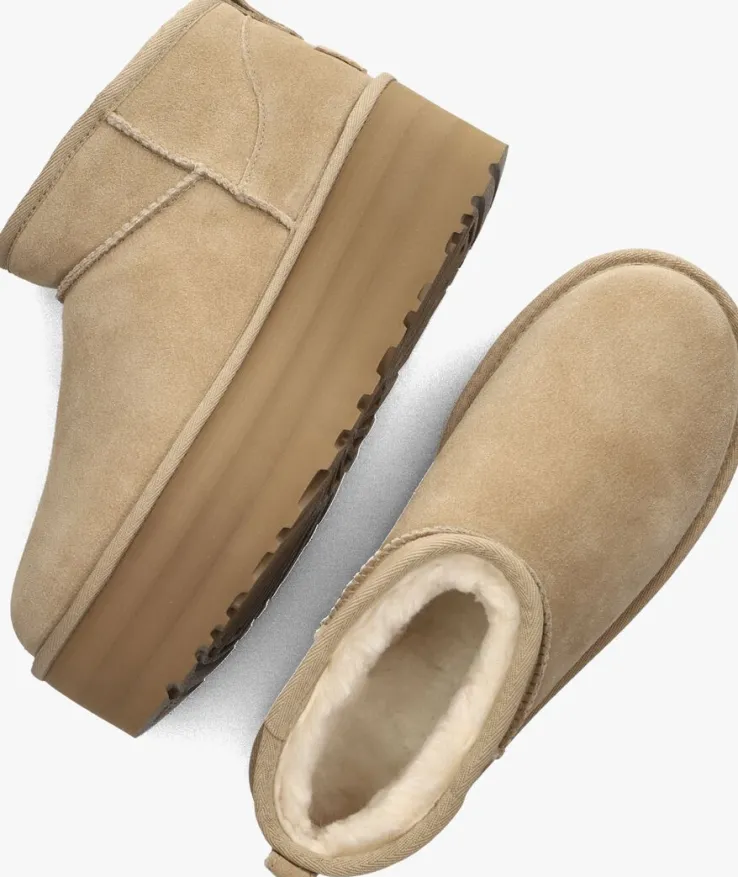 beige ugg vachtlaarzen w classic ultra mini platform