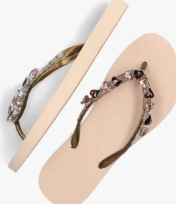 beige uzurii teenslippers heart bronze