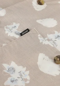 beige vanguard casual overhemd short sleeve shirt printed tencel cotton linen