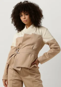 beige vanilia blazer wrap twill pocket