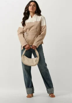 beige vanilia blazer wrap twill pocket