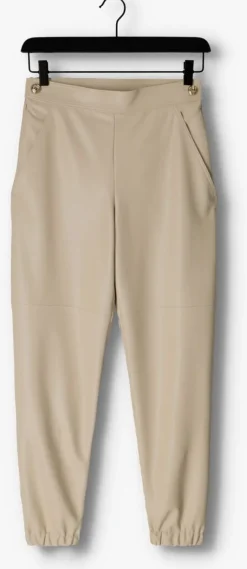 beige vanilia pantalon faux leather side zip