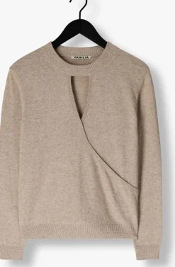 beige vanilia trui peekhole wrap sweater