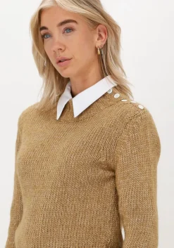 beige vanilia trui small button