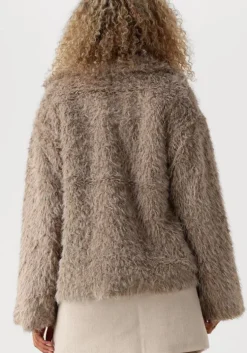 beige y.a.s. faux fur jas yastedsy jacket