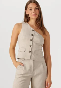 beige y.a.s. gilet yastava one shoulder waistcoat