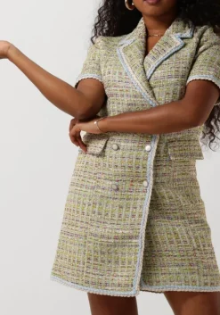 beige y.a.s. mini jurk yastweedsta ss waistcoat dress