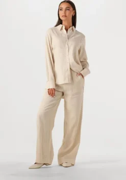 beige y.a.s. pantalon yasflaxy hw linen pant noos