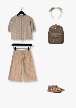 beige your wishes pantalon broderie wide leg pants