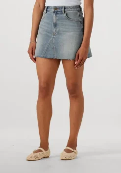 blauwe abrand jeans minirok a line skirt gisele