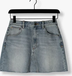 blauwe abrand jeans minirok a line skirt gisele