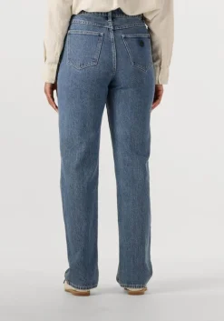 blauwe abrand jeans straight leg jeans high straight kim