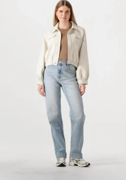 blauwe abrand jeans straight leg jeans high straight gia