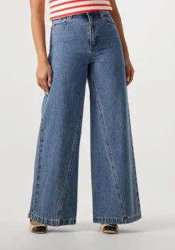 blauwe abrand jeans wide jeans super wide chantell