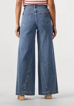 blauwe abrand jeans wide jeans super wide chantell