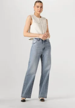 blauwe abrand jeans wide jeans high wide liv