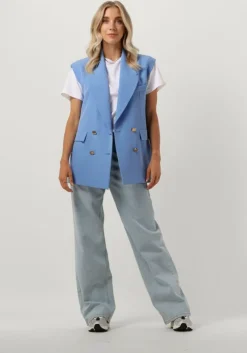 blauwe access gilet double-breasted waistcoat with belt