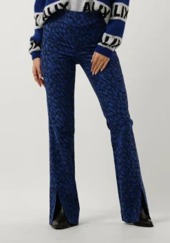blauwe alix the label flared broek ladies woven sketchy animal flared pants