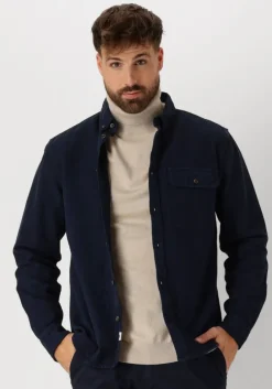 blauwe anerkjendt casual overhemd akkonrad herringbone shirt