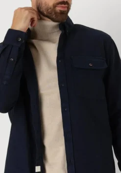 blauwe anerkjendt casual overhemd akkonrad herringbone shirt