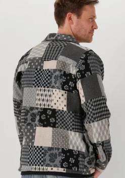 blauwe anerkjendt overshirt akoscar patchwork overshirt