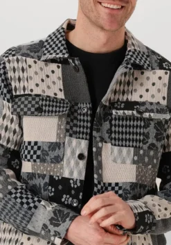 blauwe anerkjendt overshirt akoscar patchwork overshirt