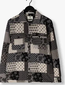 blauwe anerkjendt overshirt akoscar patchwork overshirt