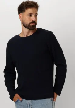 blauwe anerkjendt polo / t-shirt akkikki l/s waffle tee