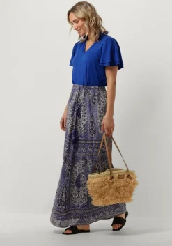 blauwe antik batik maxirok tajar skirt