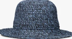 blauwe becksondergaard hoed solid saverina straw hat