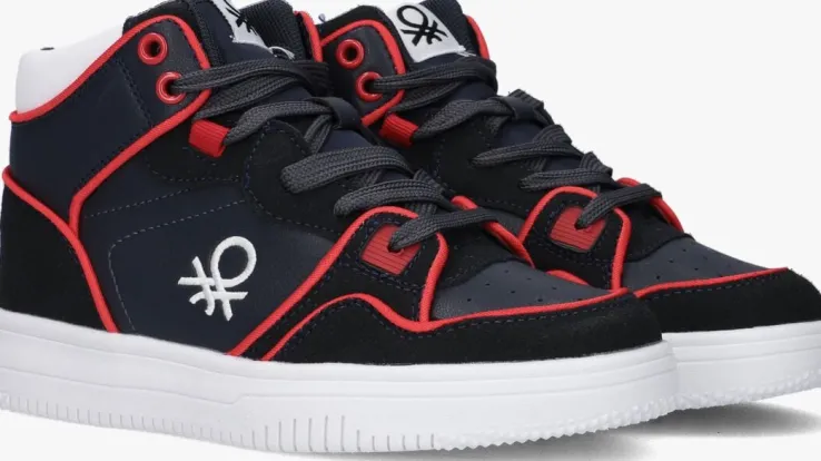 blauwe benetton hoge sneakers rod mix