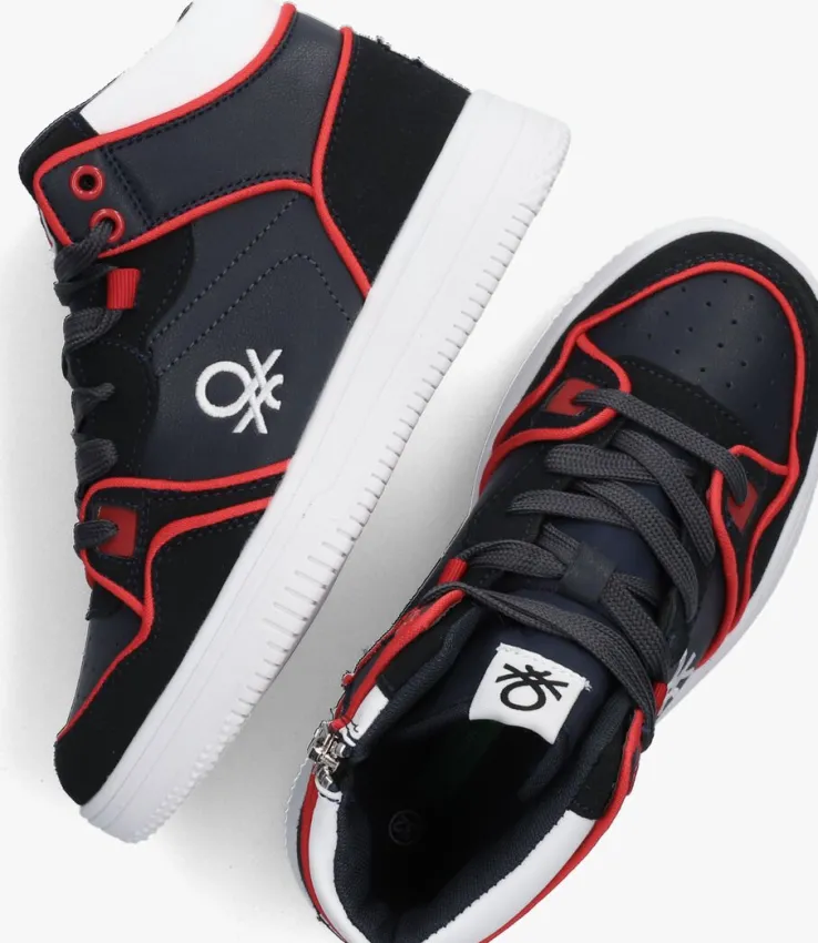 blauwe benetton hoge sneakers rod mix