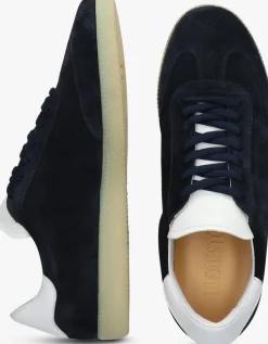 blauwe blackstone lage sneakers lime wren perf