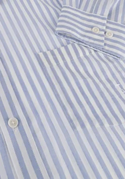 blauwe butcher of blue casual overhemd stevie stripe shirt