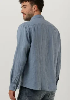 blauwe butcher of blue casual overhemd robbins linen clean shirt