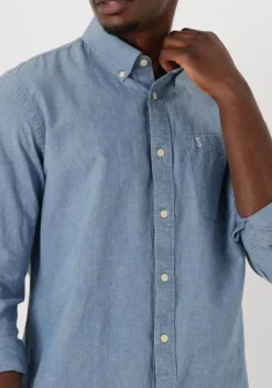 blauwe butcher of blue casual overhemd aidan chambray shirt