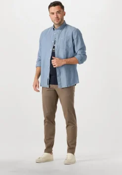 blauwe butcher of blue casual overhemd aidan chambray shirt