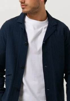 blauwe butcher of blue casual overhemd worker seersucker blazer