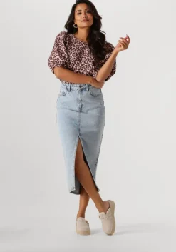 blauwe by-bar midirok elba denim skirt