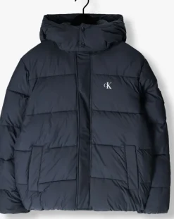 blauwe calvin klein gewatteerde jas essentials non down jacket