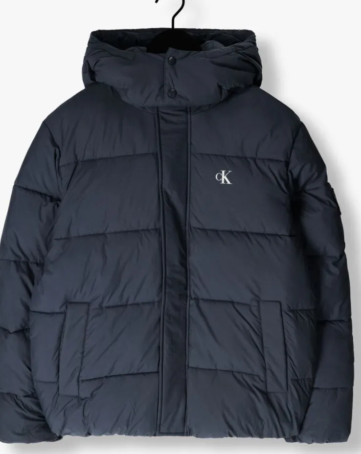 blauwe calvin klein gewatteerde jas essentials non down jacket