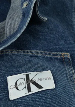 blauwe calvin klein mini jurk darted denim shirt dress